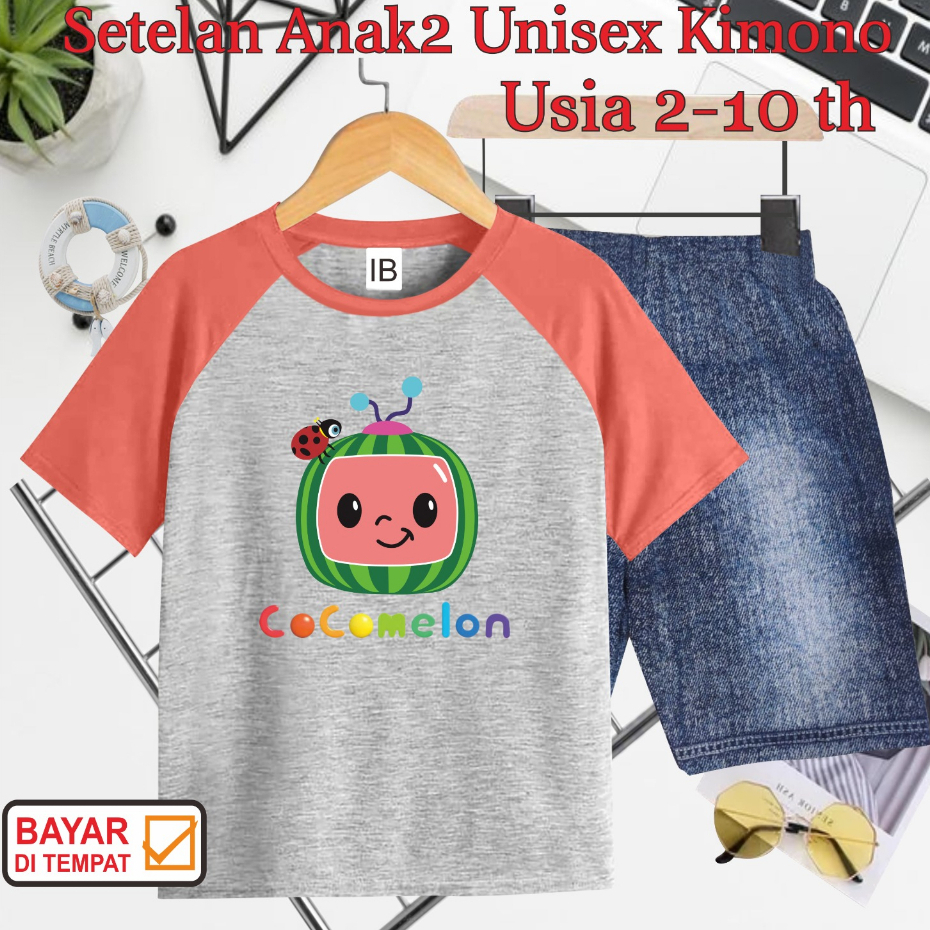 ((IB))SETELAN ANAK2 UNISEX KIMONO SEMI JEANS/COCO MELON DIGITAL SABLON