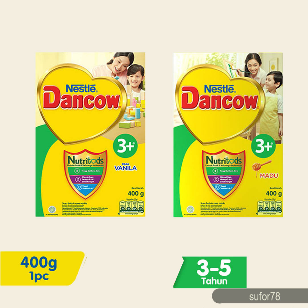 

Nestle Dancow 3+ Nutritods Susu Pertumbuhan Rasa Madu 3-5 Tahun Box 400 gr 1kg