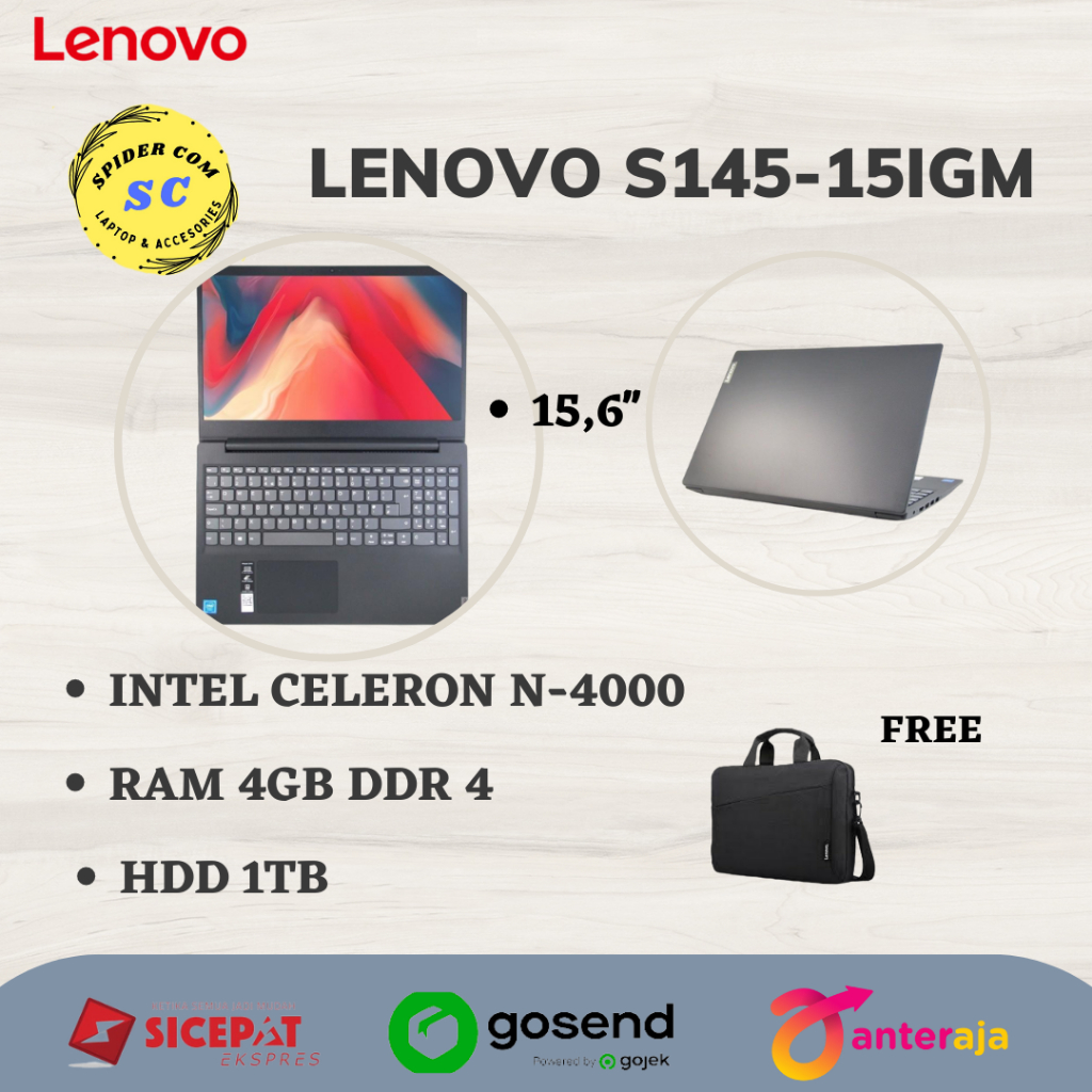 LAPTOP LENOVO S145-15IGM|N-4000/4 GB/HDD 1TB+1 SLOT SSD/15,6''/DOS