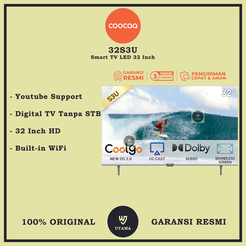 COOCAA 32S3U Smart LED TV 32 Inch Digital DVB-T2 WiFi Dolby Audio