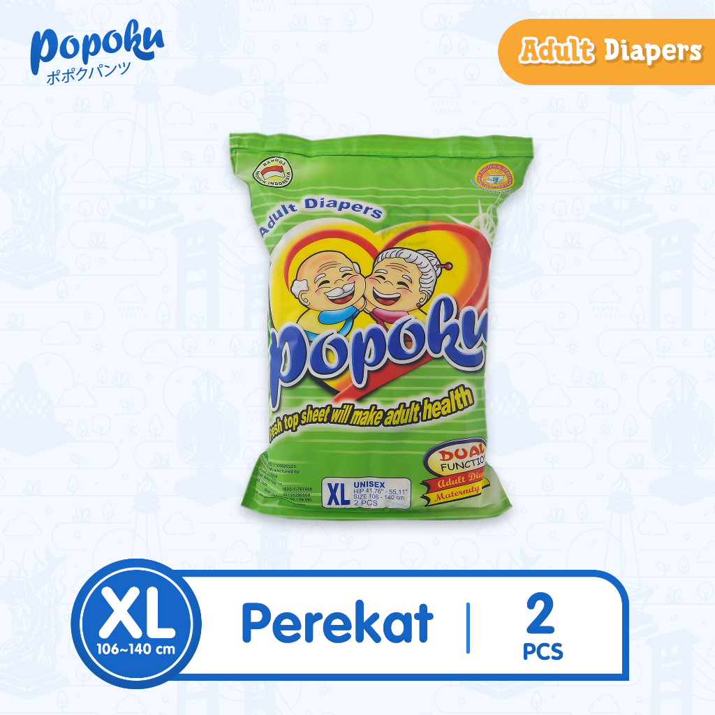 POPOKU Popok Dewasa Tipe Perekat (POPOKU Adult) Size XL isi 2pcs