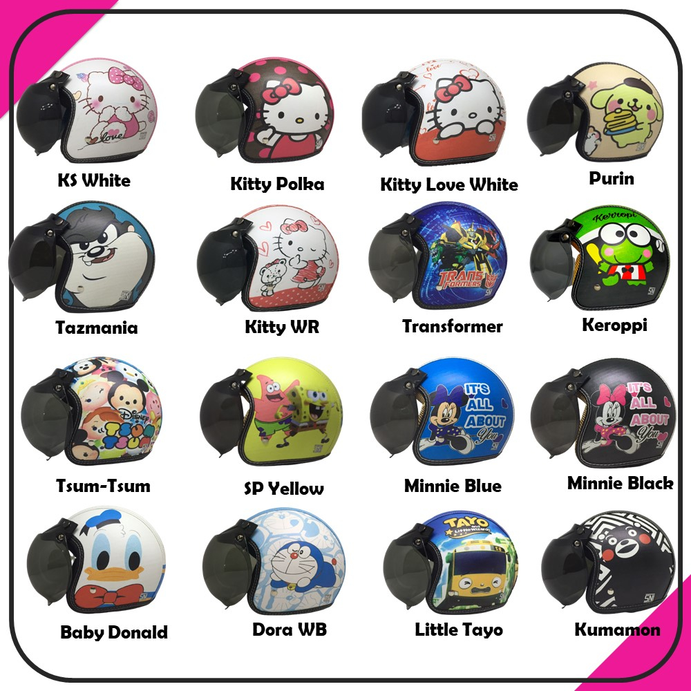 Helm Retro Bogo Kids Anak Printing Motif Lucu