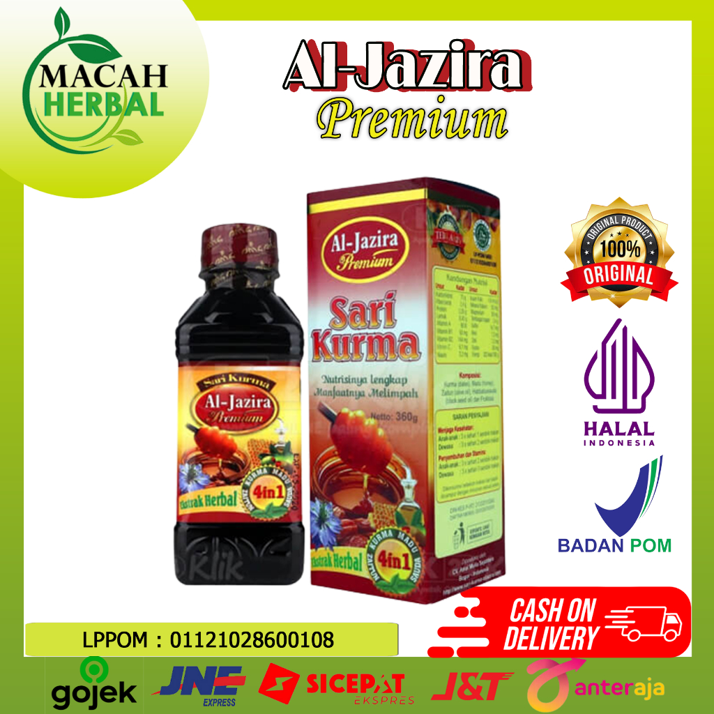 

MACAH HERBALSARI KURMA AL-JAZIRA PREMIUM / SARI KURMA PLUS MADU DAN ZAITUN / SARI KURMA 3 IN 1 360GR