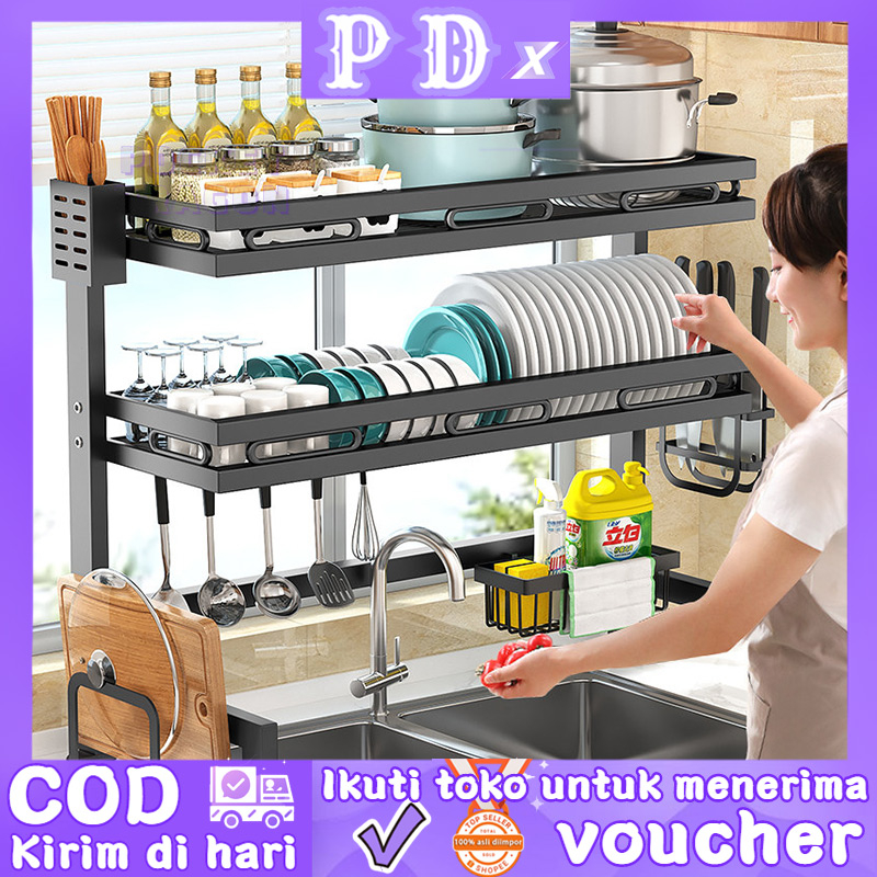 Pocket Dragon Rak Pinggan Sinki Mangkuk Stainless Steel Rak Dapur Drying Rack Dish Kitchen Organizer Rack Sink Dish Drainer（lsj）