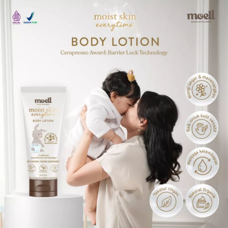 Moell Moist Skin Everytime 185gr / Body Lotion Bayi / Natural Organic