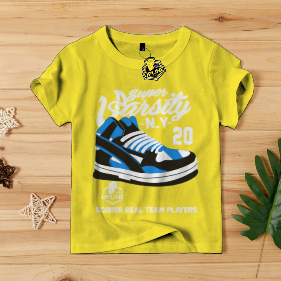 BAJU ANAK LAKI LAKI UPLINE CODE 087 KUNING SEPATU || KAOS DISTRO ANAK UPLINE 1-10 TAHUN