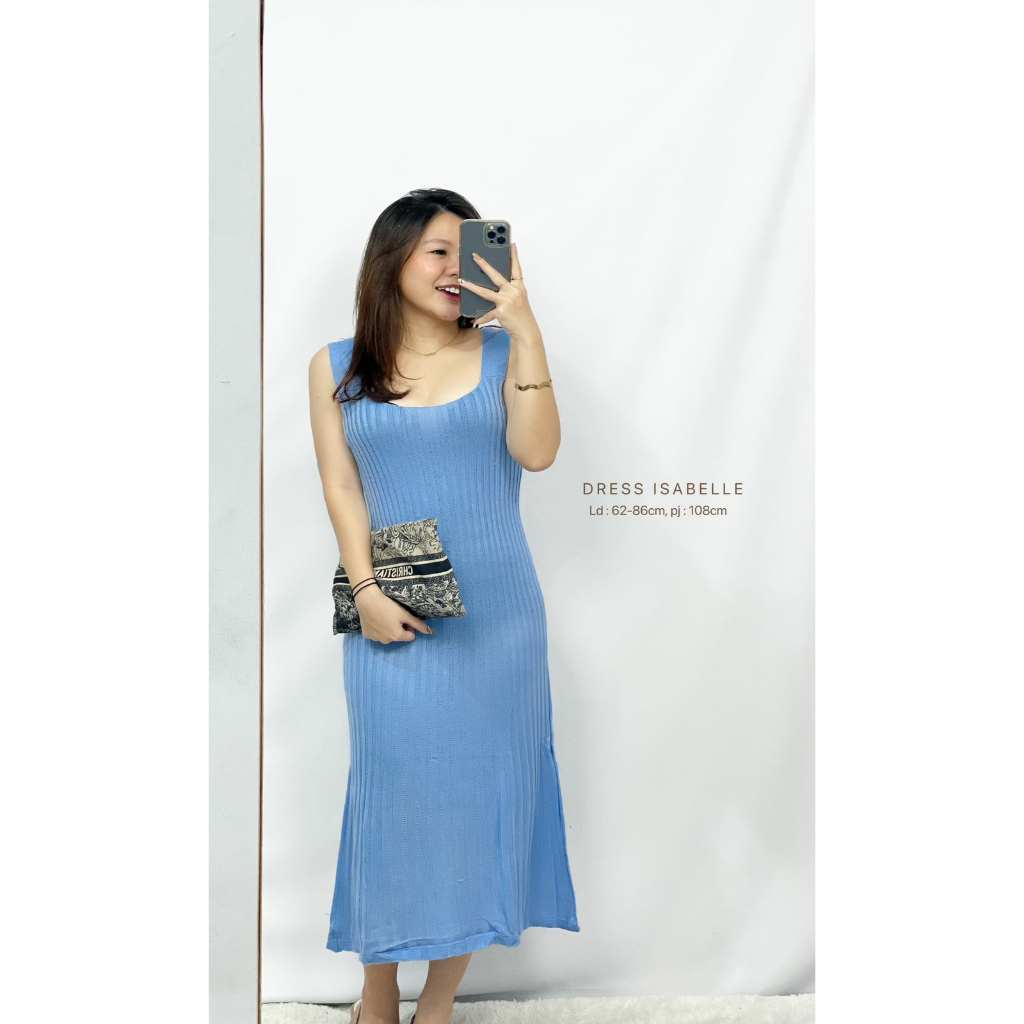 HOPYLOVY Dress Wanita Bahan Rajut Fashion Wanita Isabelle