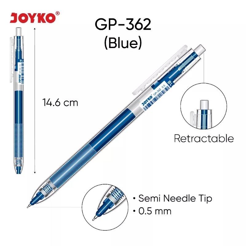 

PEN PULPEN GEL CLICKER 0,5 JUMBO FILL / PULPEN PEN GEL CETEK JOYKO GP-362 ( 12 PCS )