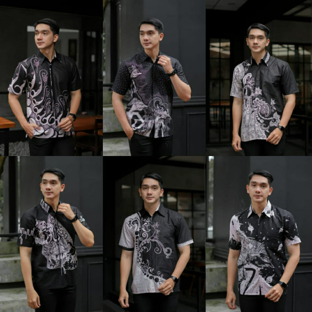 SHR Batik HRB026 Kenongo Kemeja Tosca Pendek Pekalongan Padi M L Xl Sogan Tulis Halus Kemeja batik