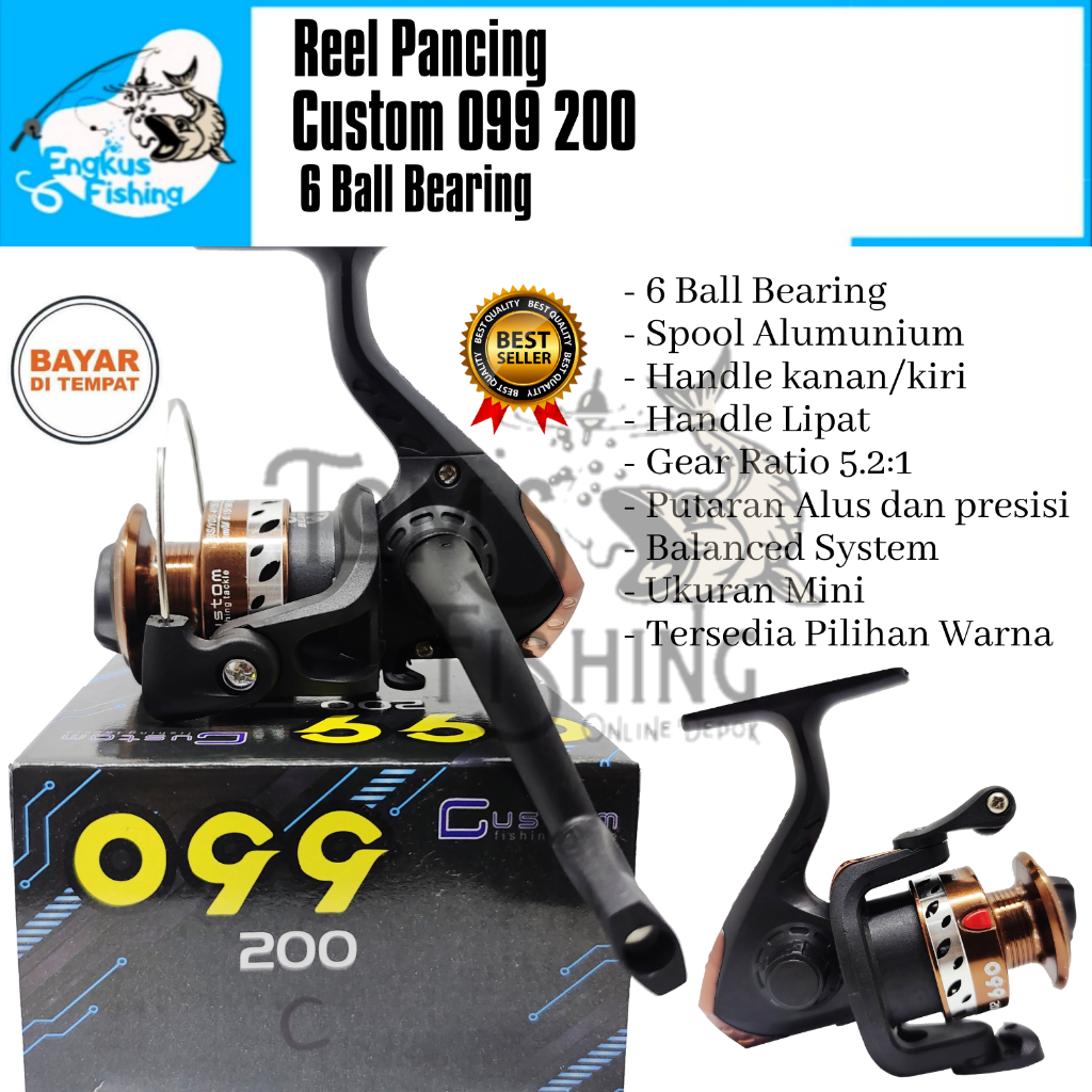 Reel Pancing Custom 099 200 Spool Alumunium (6 Bearing) Super Strong Murah - Engkus Fishing