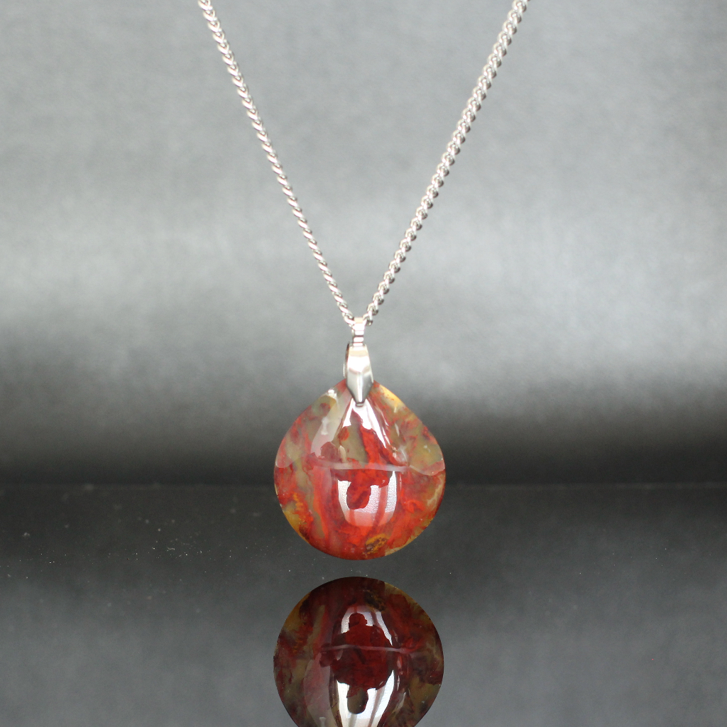 Kalung Liontin Batu Lumut Suliki Merah Natural Red Moss Agate LT1415