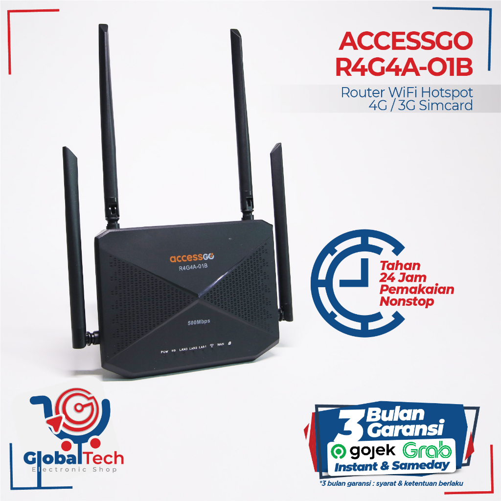 Router Wifi Sim Card  4G AccessGo R4G4A4-01B 500MBPS Garansi Resmi