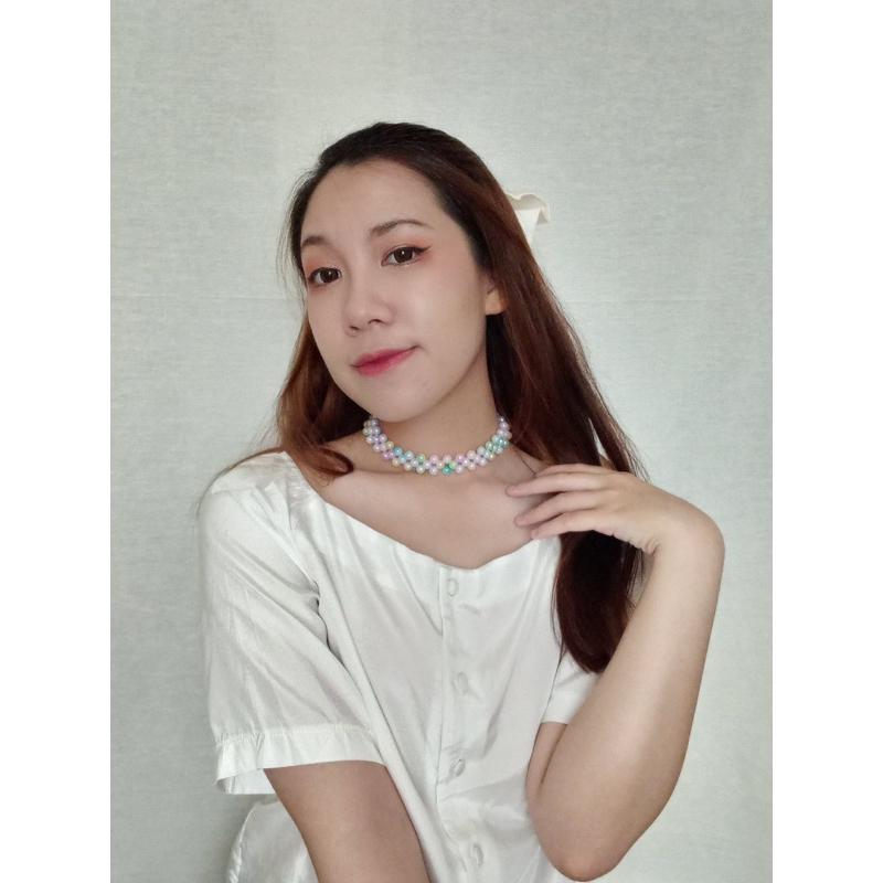 Wendy Gradient Pearl Choker Necklace Anyam Kalung Mutiara Gradiasi Korea