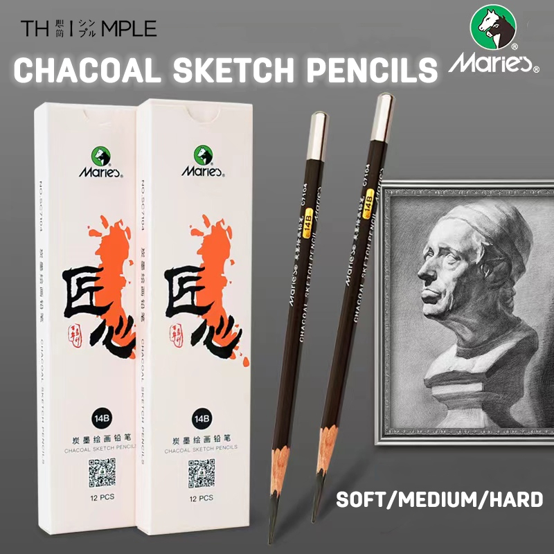 

Maries CHACOAL SKETCH PENCILS /Charcoal Pencil Sketch Pensil Sketsa professional-THIMPLE