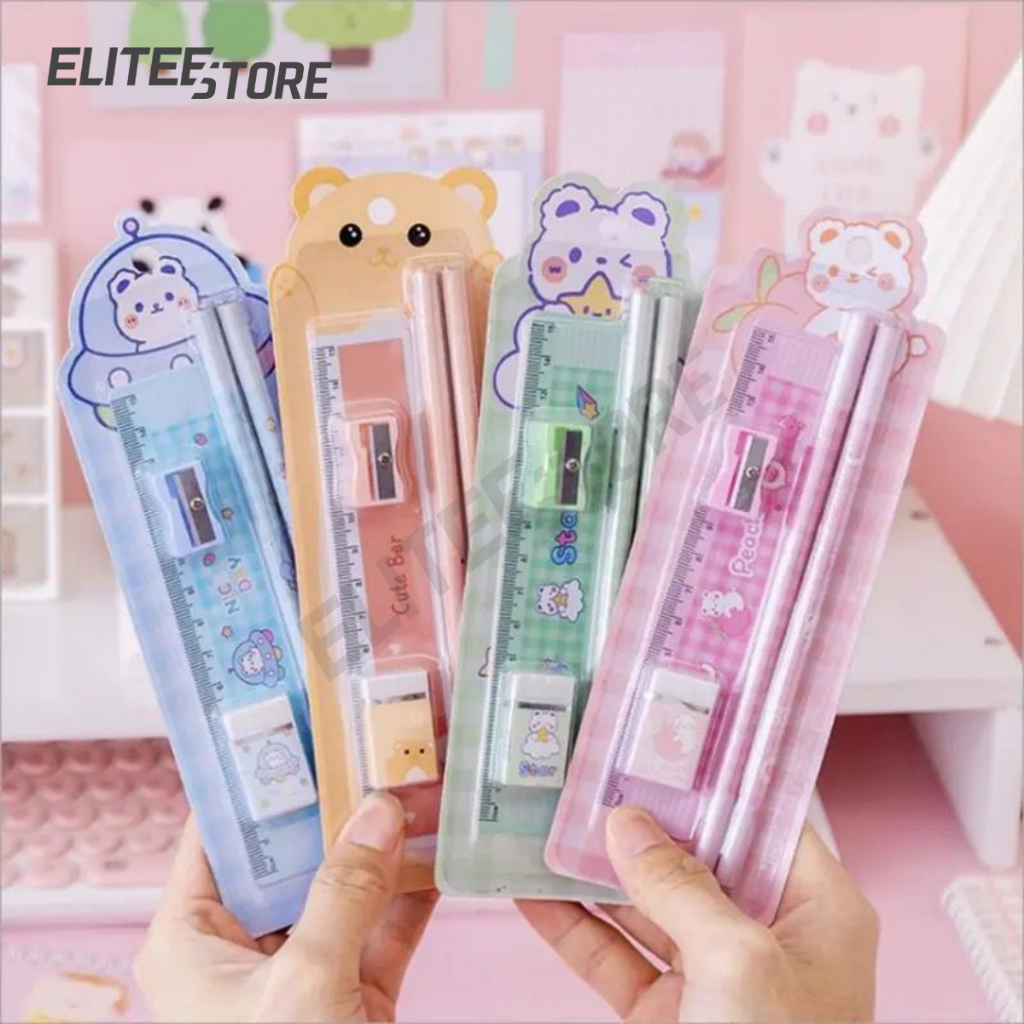 ELITEE - Paket Alat Tulis Anak Set Karakter Stationery Sekolah Perlengkapan Tulis Souvenir Ultah Goodie Bag / Stationery Set Tas Melukis Set / Alat Tulis Sekolah Karakter