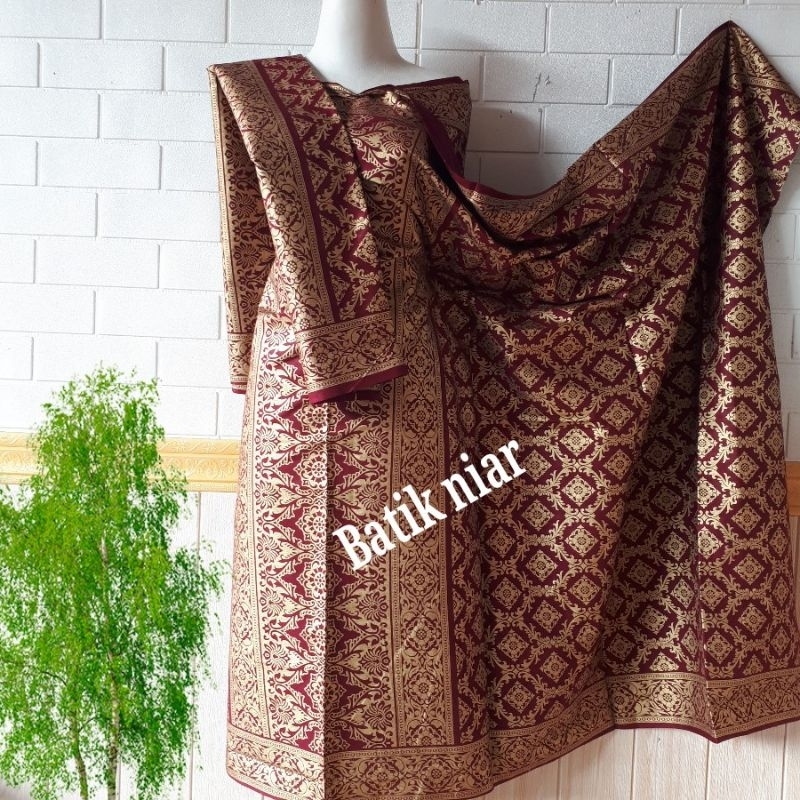 kain batik full prada emas niar songket palembang