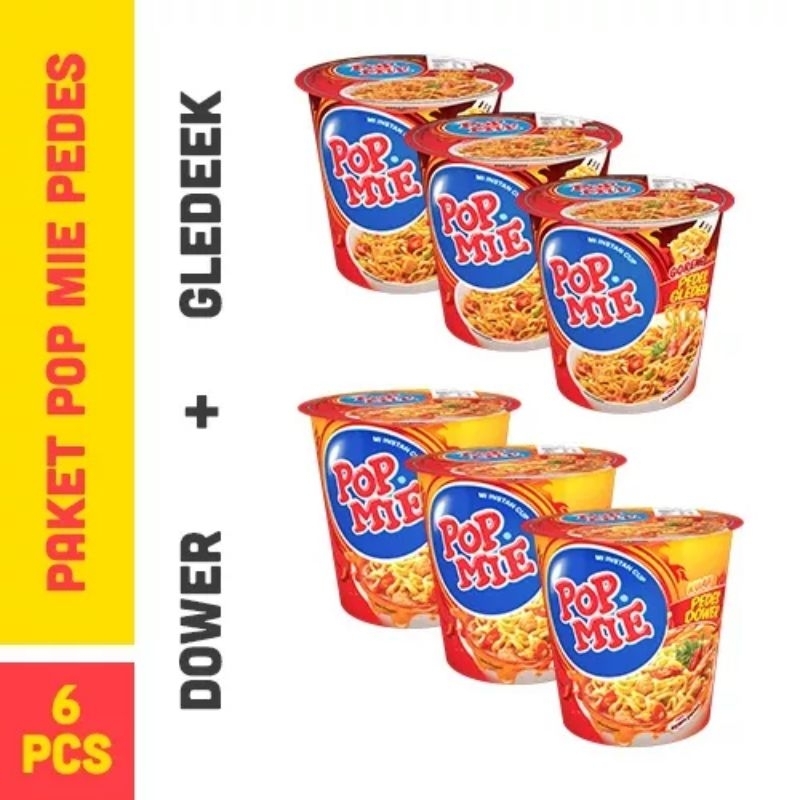 

POP MIE MI INSTAN CUP GORENG PEDAS GELEDEK & DOWER 75 GR 6PCS