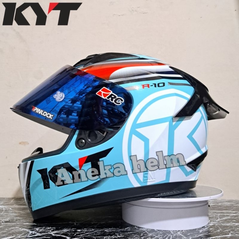 HELM KYT R10 PAKET GANTENG MOTIF AQUAMARINE