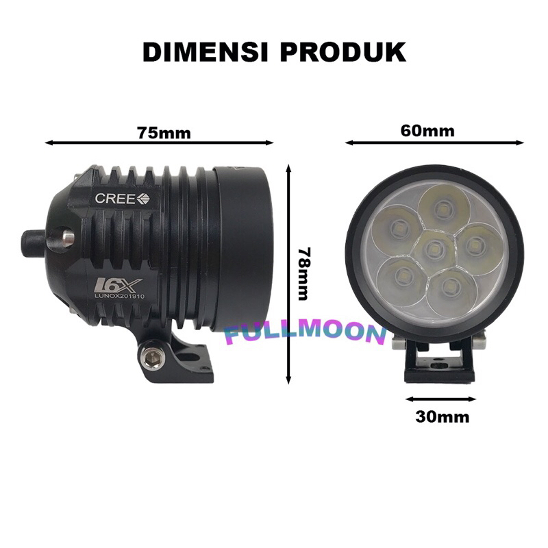 lampu sorot led cree 6 mata nyala fokus warna putih bisa untuk motor dan mobil kualitas grade A 002