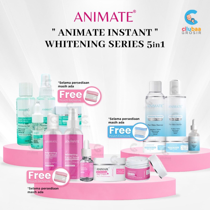 READY COD ANIMATE SKINCARE PAKET GLOWING BARRIER PAKET WHITENING DAN PAKET ACNE ANIMATE PAKET PINK B