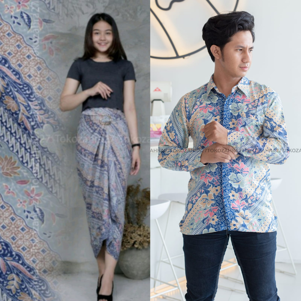 Couple kemeja Panjang Rok Lilit Batik Motif Doby