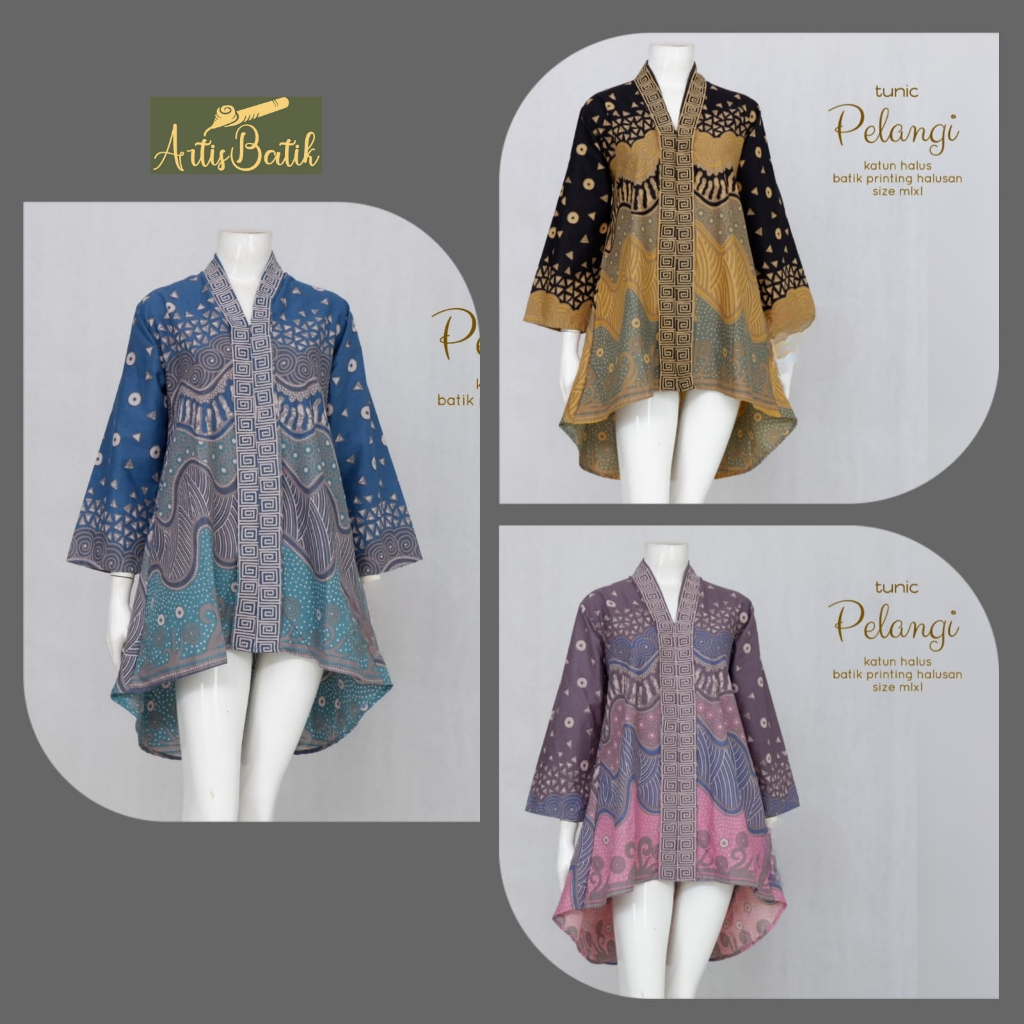 TUNIK PELANGI TUNIK  BATIK KATUN SUPER JUMBO MOTIF ABSTRAK   TUNIK BATIK KERJA SERAGAM BATIK KULIAH 