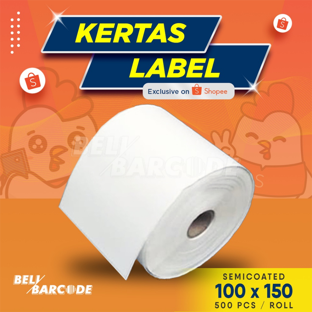 Stiker Label Semicoated 100 x 150 mm 1 Line isi 500 Pcs Cetak Resi