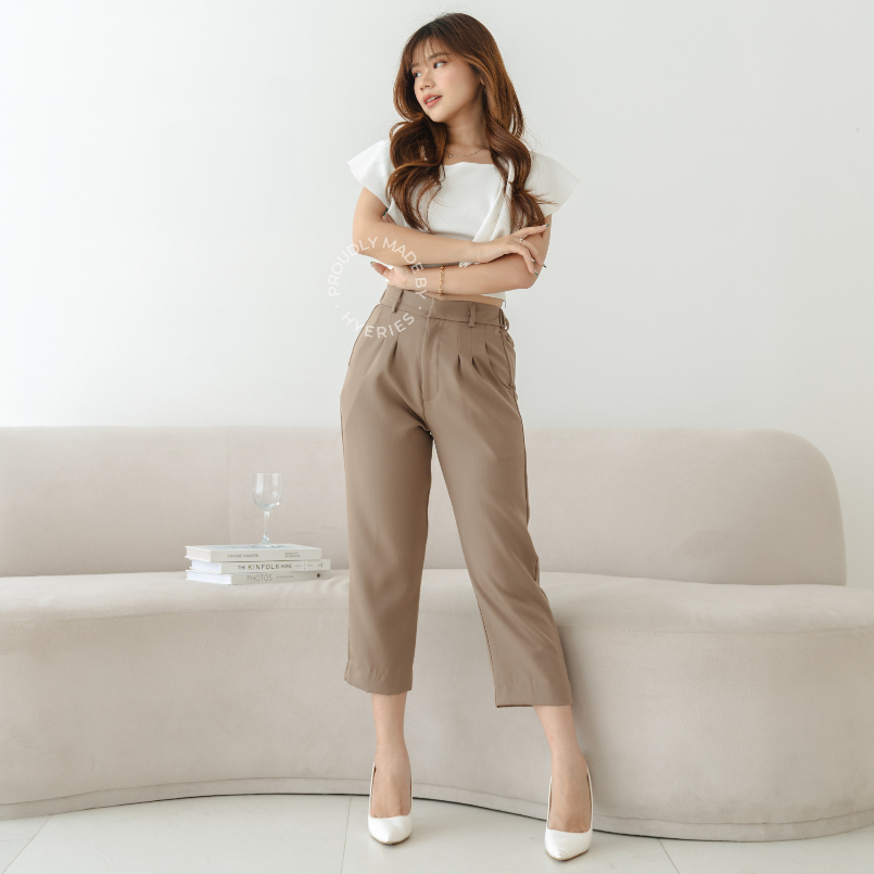 [ HYERIES ] Mina Highwaist Pants celana panjang wanita HW skinny pants harem celana ankle pants celana ankle celana basic wanita korea high waist pants celana kasual wanita celana kerja celana kantor celana polos cewek kekinian celana kain 7/8 pants