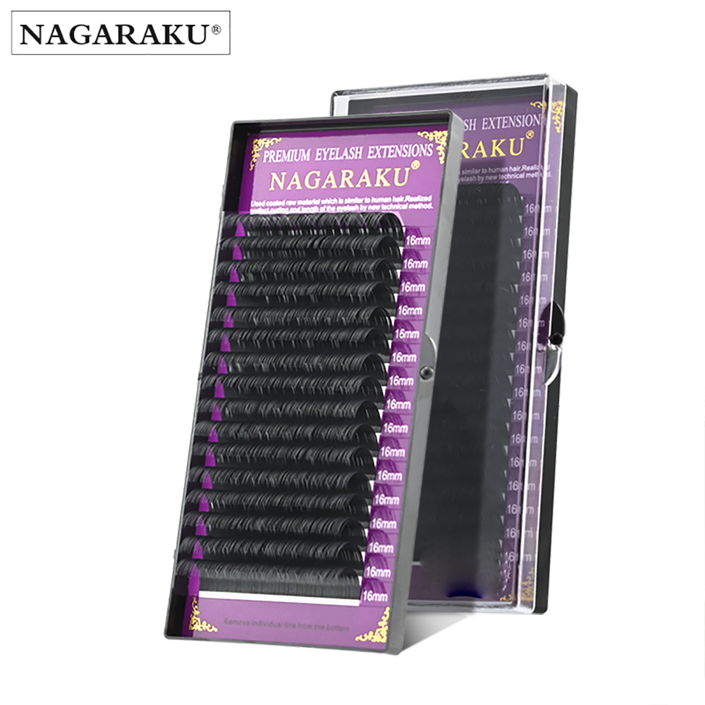 NAGARAKU Ekstension Bulu Mata Soft Natural Eyelash 16 Rows 0.05mm 12mm - CURL-D - Black