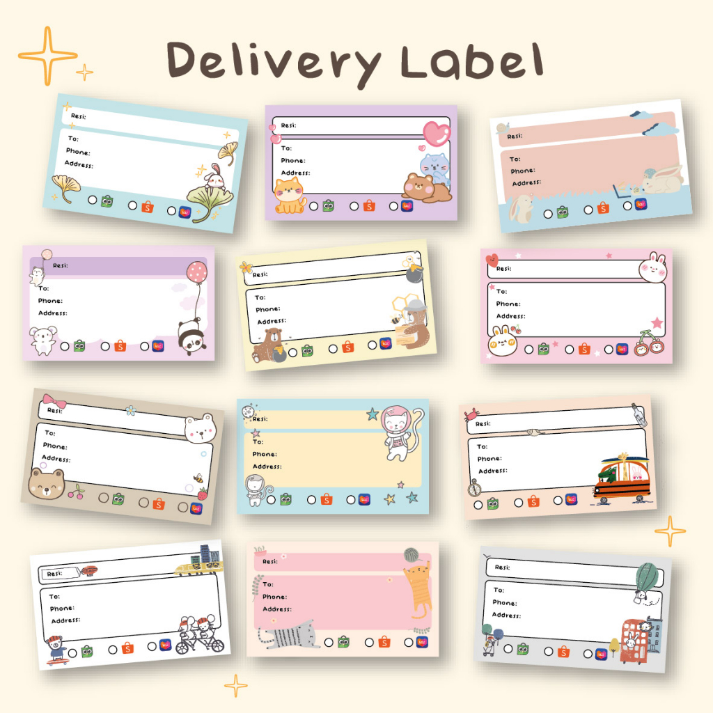 

Aesthetic Delivery sticker pengiriman resi alamat pengiriman Sticker Online Shop Stiker tanda jalan