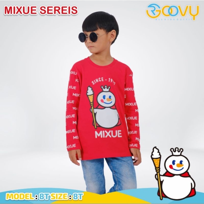 Kaos Anak Laki Laki Lengan Panjang Groovy Boys &amp; Girl Mixue Series Pakaian Anak Perempuan Murah 4-12 TahunREADY GROOVY BOYS &amp; GIRL MIXUE SERIES