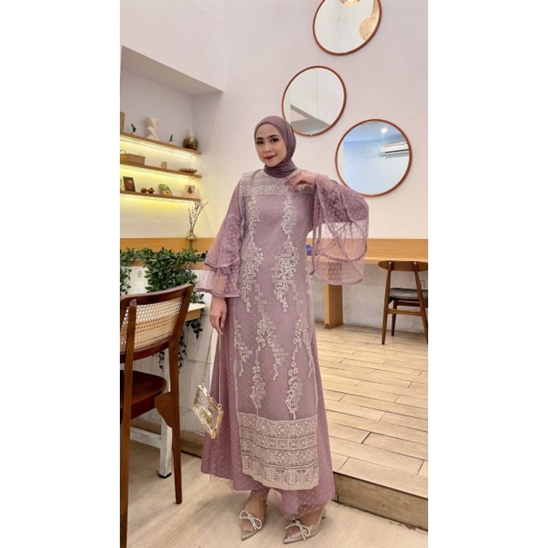 RALINE DRESS BRUKAT TILE DOT GAUN PESTA OOTD KONDANGAN BRIDESMAID