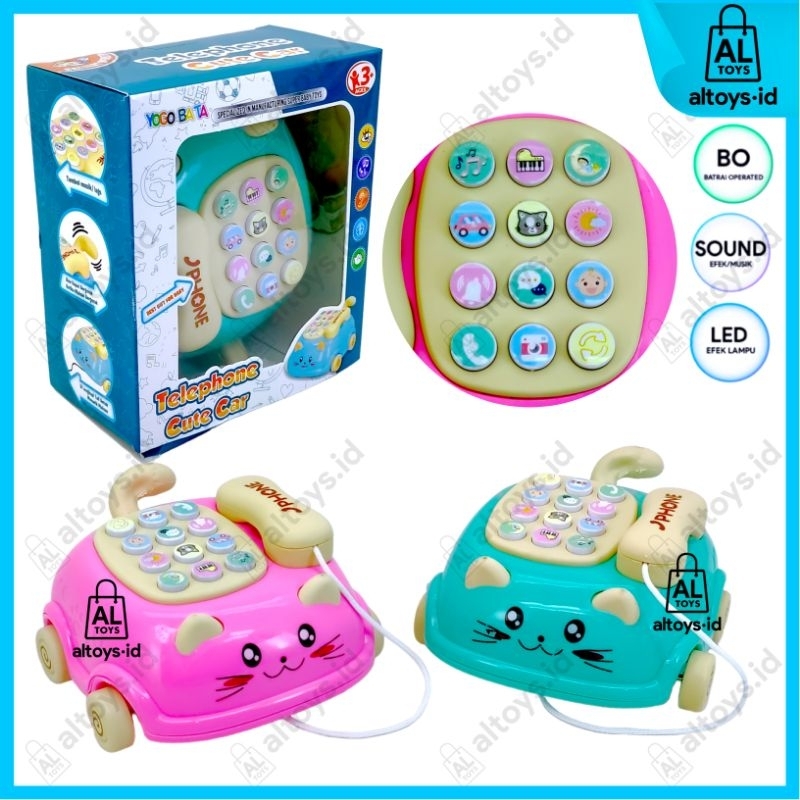 MAINAN MOBIL KARAKTER MOBIL TELFON MUSIC LAMPU MAINAN ANAK BABY RATTEL TOYS TELPHONE CUTE CARS YD4