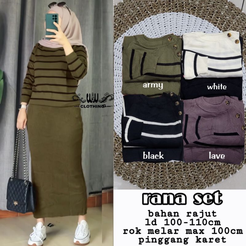 RANA SET BY W&W/SETELAN ROK RAJUT TEBAL MELAR OOTD HIJABERS KEKINIAN