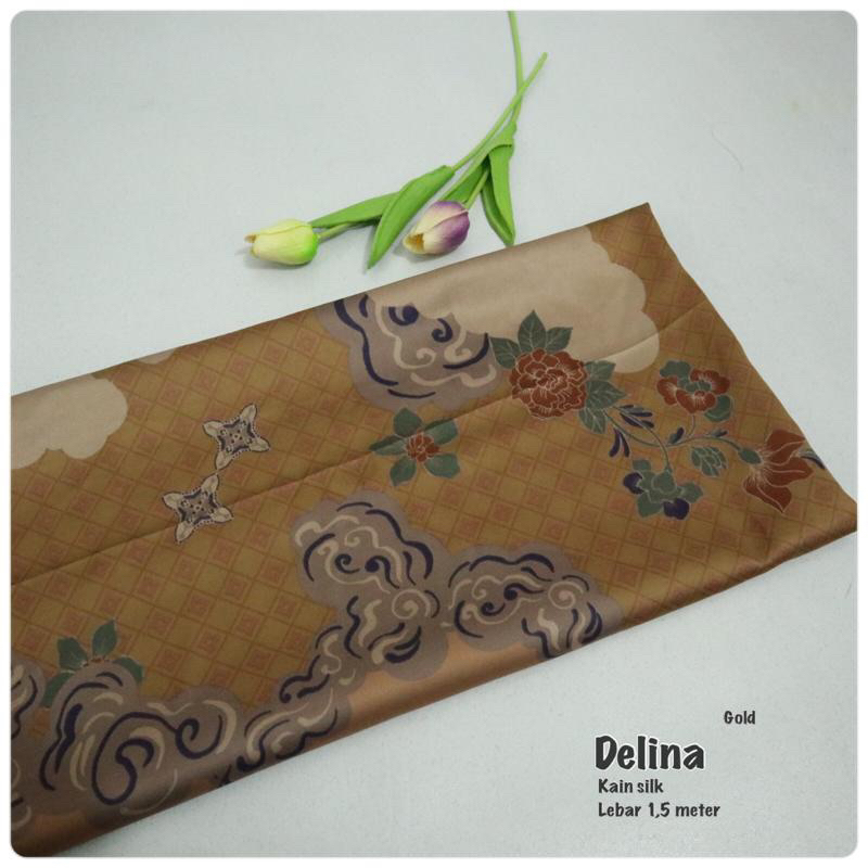 Kain silk motif DELINA bahan seragaman bahan sarimbit motif abstrak kain motif etnik