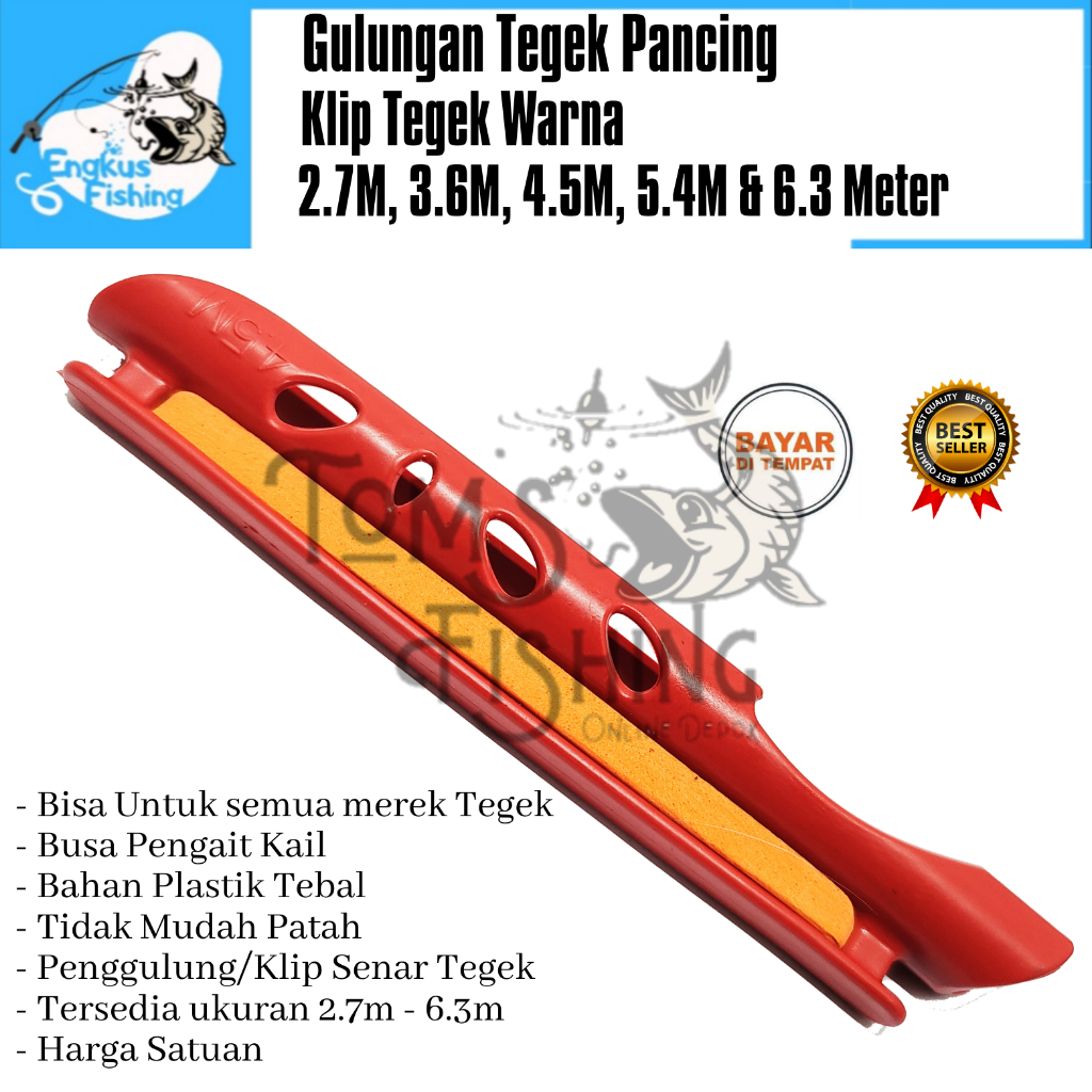 Penggulung Senar Klip Tegek Pancing 2.7M - 6.3M Warna Warni Murah Tebal - Engkus FIshing