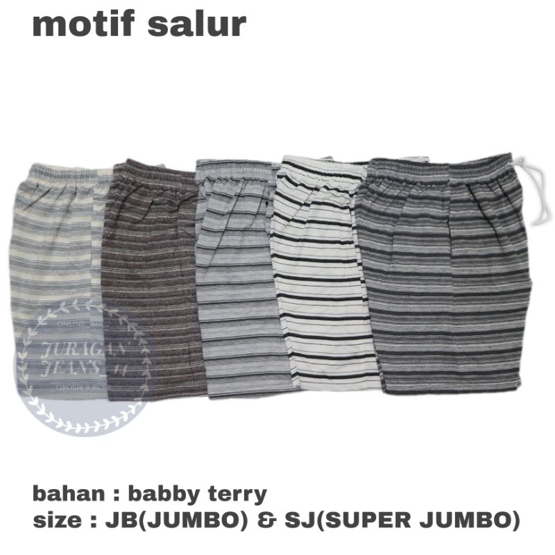 celana kolor motif salur bahan babby teerry