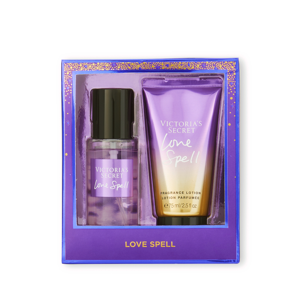 VICTORIA'S SECRET GIFT SET TRAVEL SIZE - MINI MIST DAN LOTION PURE SEDUCTION, VELVET PETALS, BARE VANILLA, LOVE SPELL