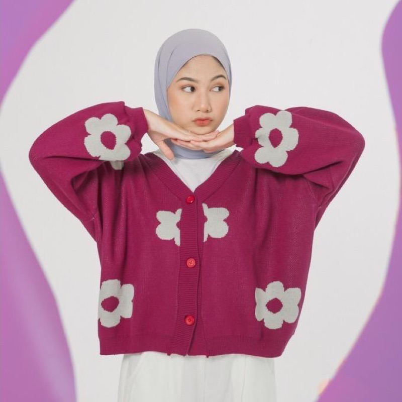 FLORA KNITE CARDY | KARDIGAN RAJUT WANITA PREMIUM KOREAN KEKINIAN