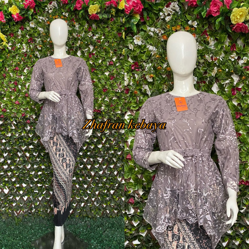 Kebaya Modern Wisuda Setelan Brokat Remaja model pita bahan tulle bordir (Cp)