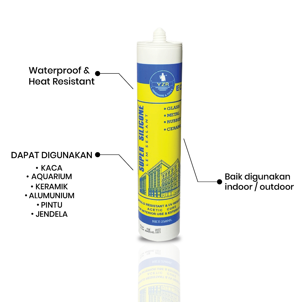 Sealant Kaca Tembok Aquarium Bening Hitam YOZURI 280ml