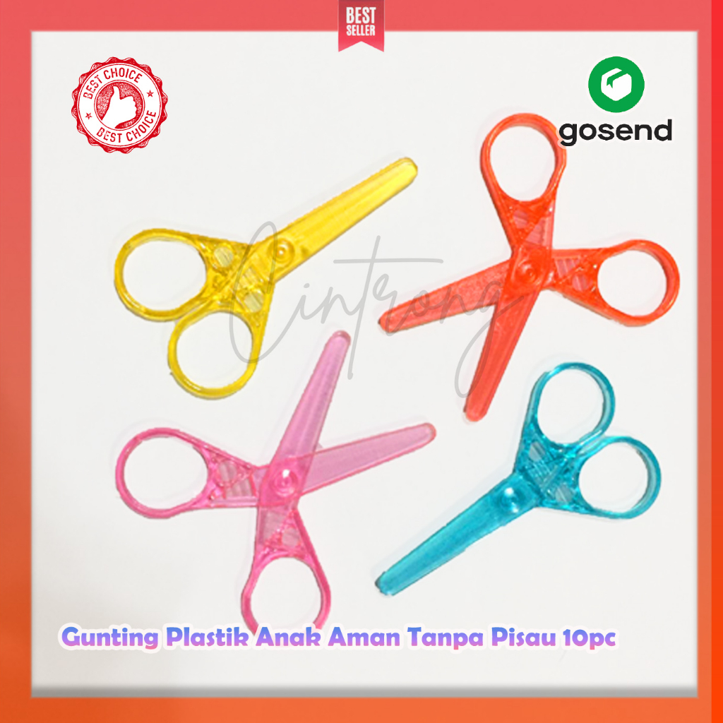 

Gunting Plastik Anak Aman Tanpa Pisau 10pcs/ Gunting Mainan Bisa Untuk Potong Kertas