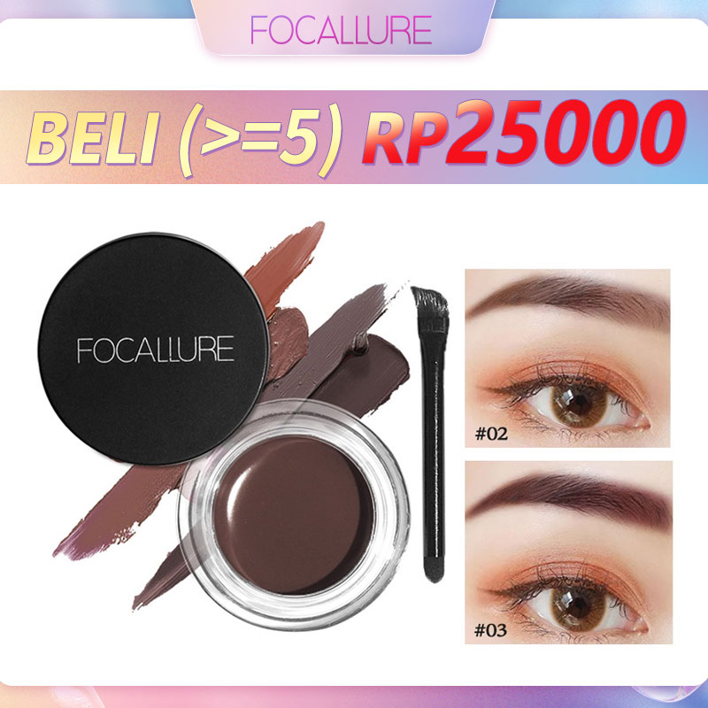 FOCALLURE Waterproof Eyebrow Cream Longlasting Eyebrow Gel Eyebrow Makeup Pensil Alis Sikat Alis Tahan Air Tahan Lama Tahan Lama