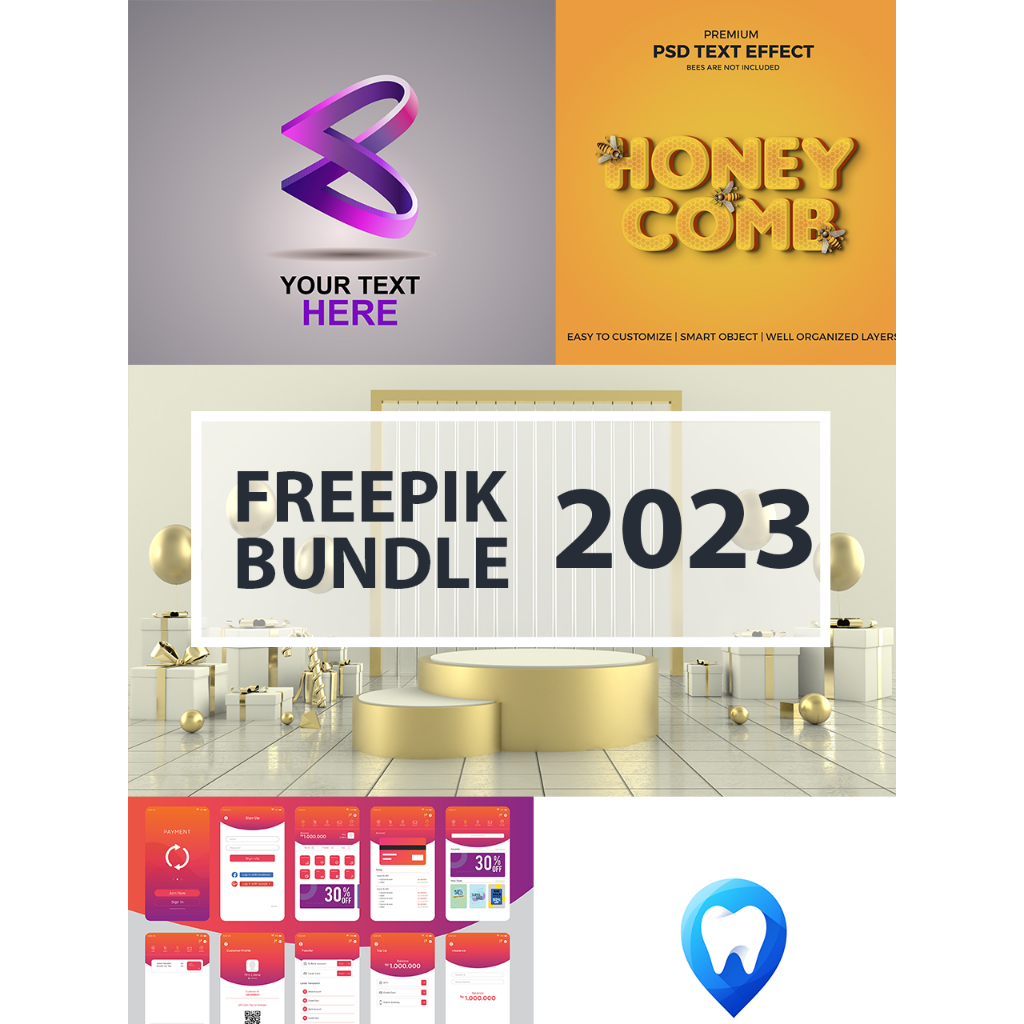 Freepik Premium 2023 Paket 743 File | Bundle freepik Vector Mockup UI KIT 3D DESIGN Icon