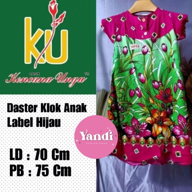 KENCANA UNGU ORI DASTER KLOK ANAK LD 70 CM  LABEL HIJAU