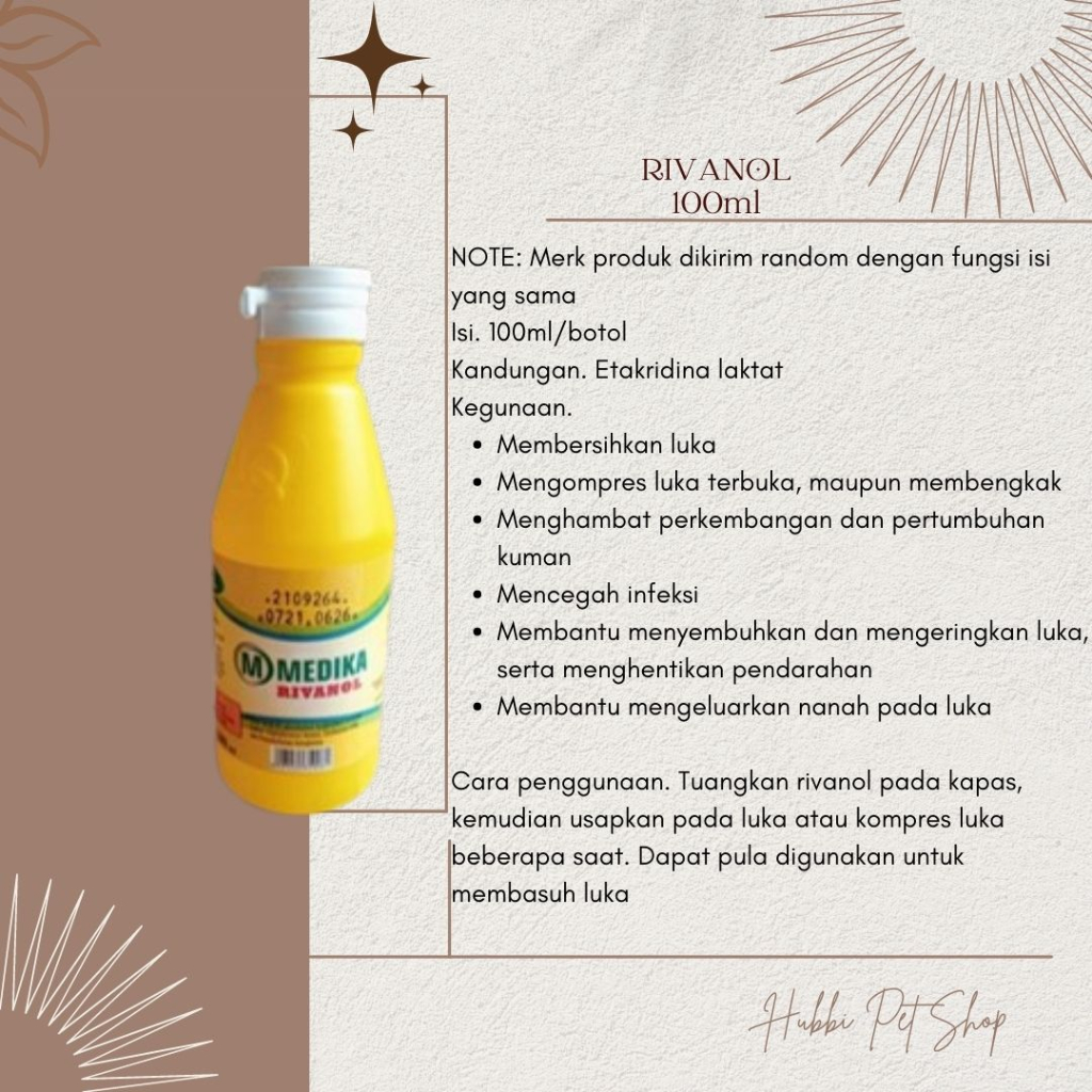 RIVANOL 100ml Cairan Antiseptik-obat luka kucing - cairan antiseptik kucing anjing / pengering luka kucing rivanol 100 ml