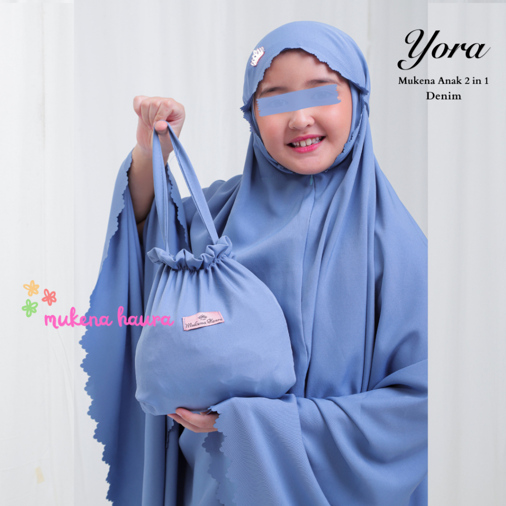 Mukena Anak Resleting Yora 2in1 Laser Cut