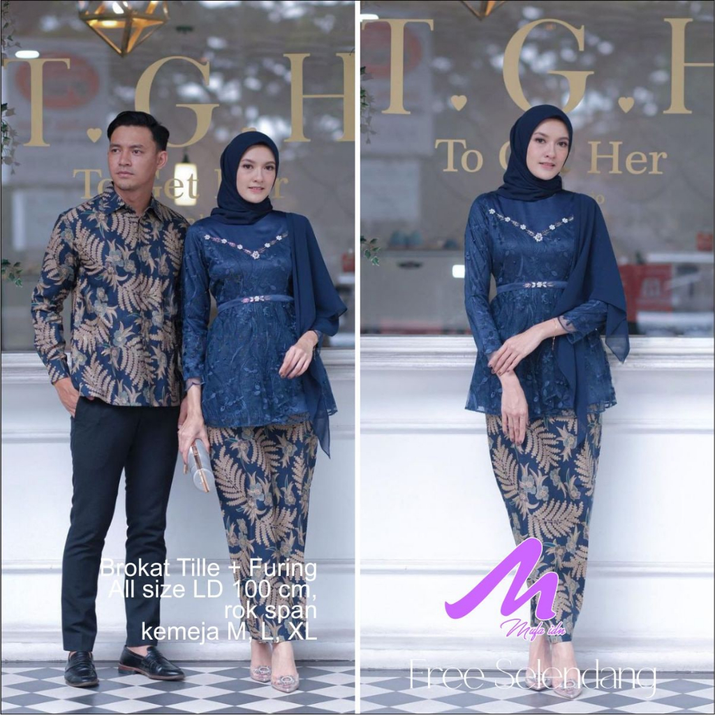 WOU batik couple Alyra, set couple kebaya lamaran, seserahan, kebaya tunangan, kebaya wisuda, couple