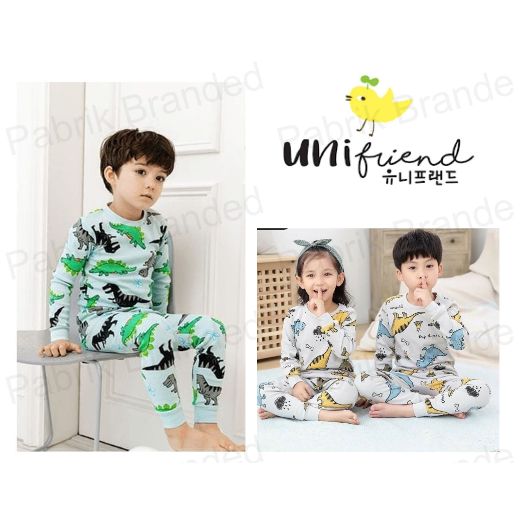 pabrik branded unifriend piyama boys and girls size 160 (13-14 TAHUN) baju tidur set anak laki-laki 