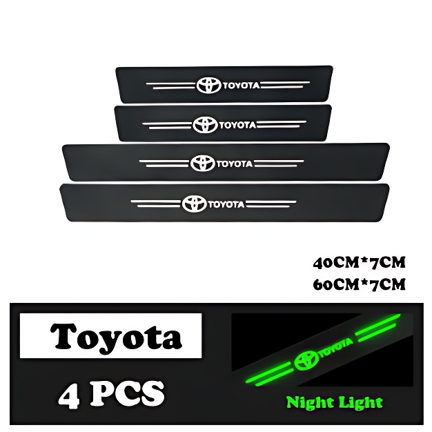 4pcs Carbon 3D Door Sill Plate Guard Pelindung Pijakan Injakan Kaki Pintu Mobil Set utk Honda Toyota/4Pieces Bercahaya Strip Pelindung Bahan Kulit Carbon/stiker anti gores pintu mobil